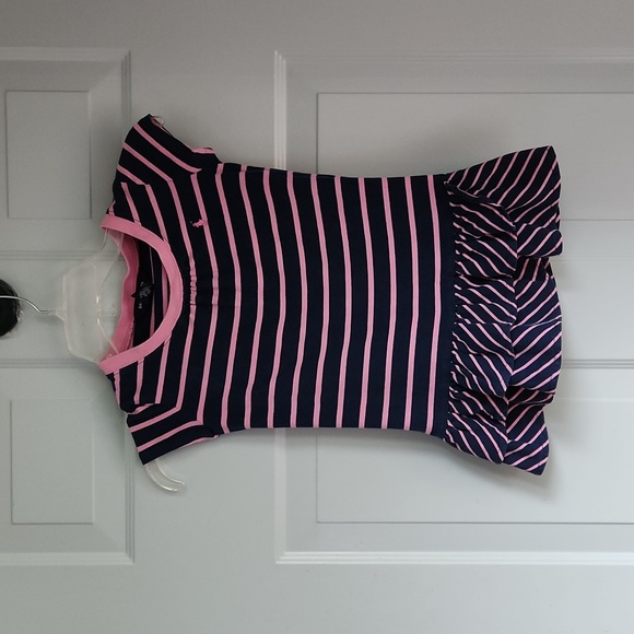 Ralph Lauren Other - Ralph Lauren, Girl's, Dress,Sz 4/4T, Navy & Pink, Sh Sleeve w 2 Bottom Ruffles